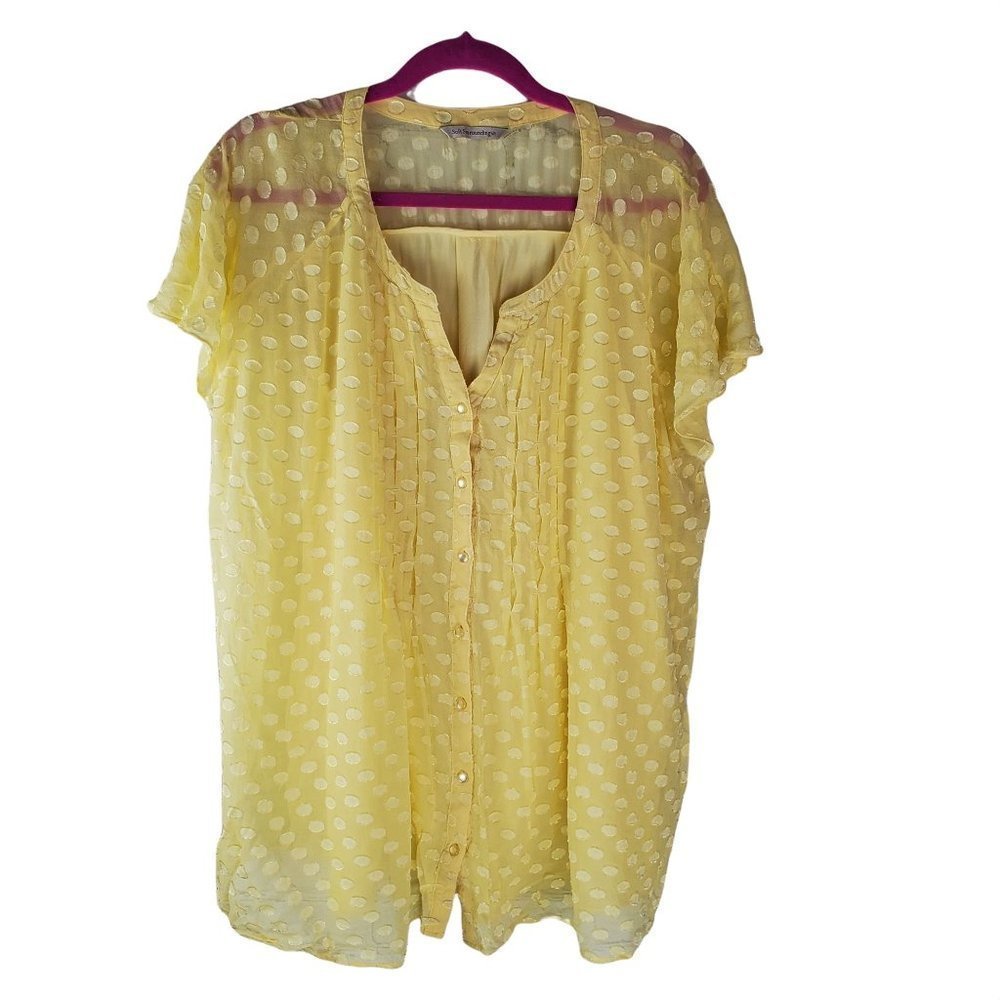Soft Surroundings Blouse Short Sleeve 1X Yellow